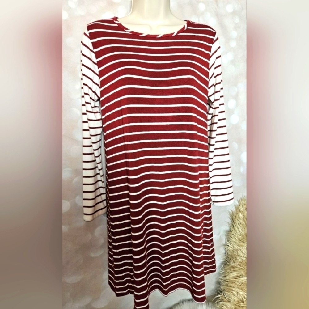 Loveapella | Striped Knit Swing Style Dress - Picture 1 of 8